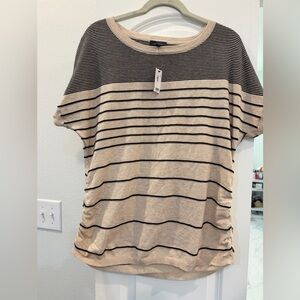The Limited Black and Cream Striped Short Sleeve Top